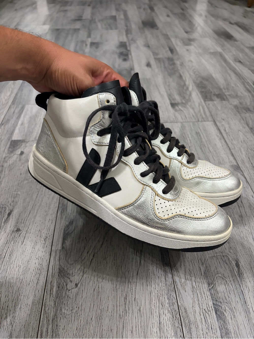 Veja/ Vert x NK V15 Brazil Women's High-Top Sneakers in White, Silver & Black